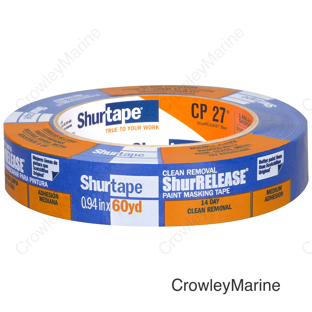 Shurtape 202872 CP27 Shurrelease® 14-Day Blue Painter's Tape, 1" x 180', Blue
