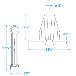 Seachoice Utility Anchor w/ Slip Ring, Size 13E Galvanized Steel thumbnail-1