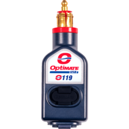 Dual USB Charger - Optimate - 180° BIKE Plug/12V - In-Line thumbnail-1