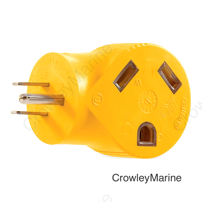 Camco 90° Electrical Adapter, 15A Male, 30A Female