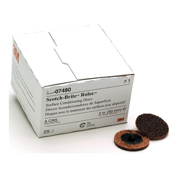 3M 07480 Roloc 2" Coarse (80-100) Brown Surface Conditioning Disc - 25 per Box thumbnail-1