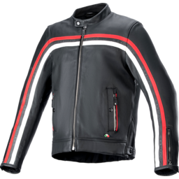 Dyno Leather Jacket - Black/Ruby Red/Ecru - Large thumbnail-0