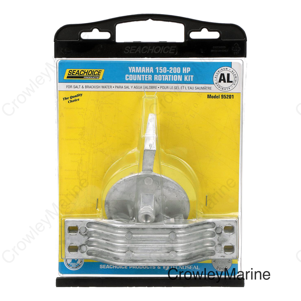 Seachoice Anode Kit, Yamaha 150-200hp Counter Rotating, Aluminum, Cadmium-Free, Environmentally Friendly