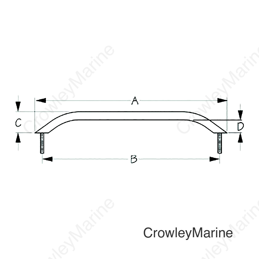 Sea-Dog 2546031 Stud Mount Handrail, Tube: 3/4", A:12", B:10-3/4", C: 2" D:1-1/4" Fastener: 5/16"-18 Nut, Weight: .46 , Stainless