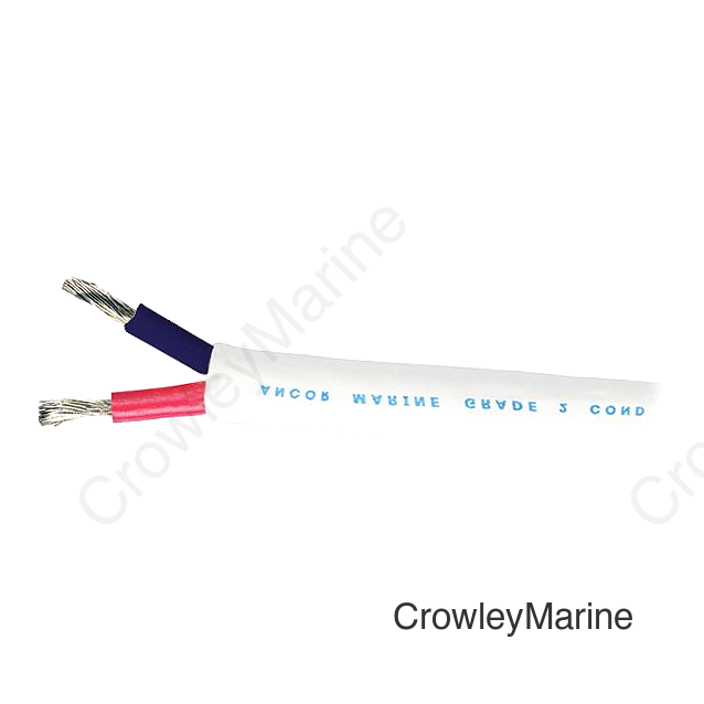 Ancor Marine Grade 121110 Tinned Duplex Cable Red and Black w/White Jacket, 10/2 100'
