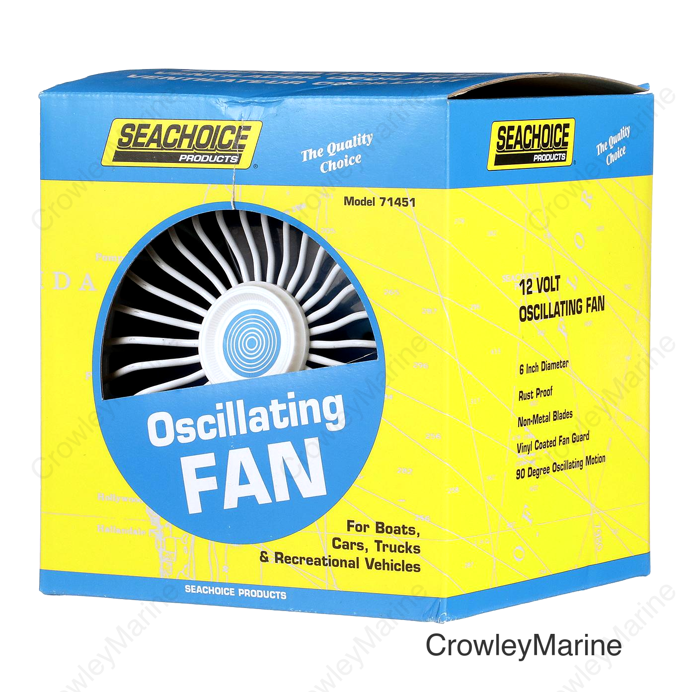 Seachoice 12V DC Oscillating Fan, 6 in., 90-Degree Oscillating Motion