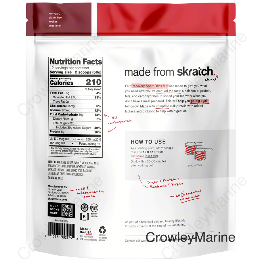 Skratch Labs Recovery Sport Drink Mix - Strawberries and Cream 12-Serving Resealable Pouch