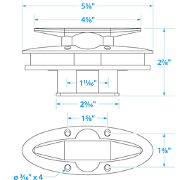 Seachoice 316 Cast Stainless Steel Pull Up Cleat, Flush Mount, 4-1/2 in. Long thumbnail-1