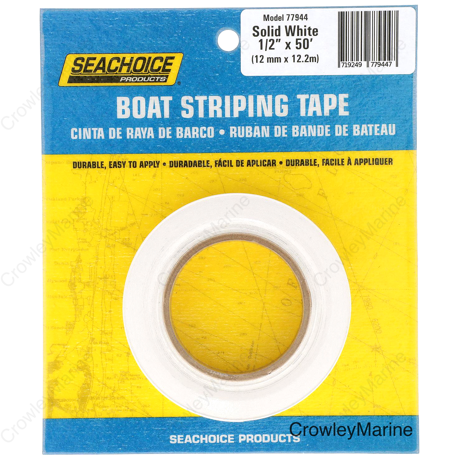 Seachoice Self-Adhesive Boat Striping Tape, 3 Mil Vinyl, 1/2 in. X 50 Ft., White