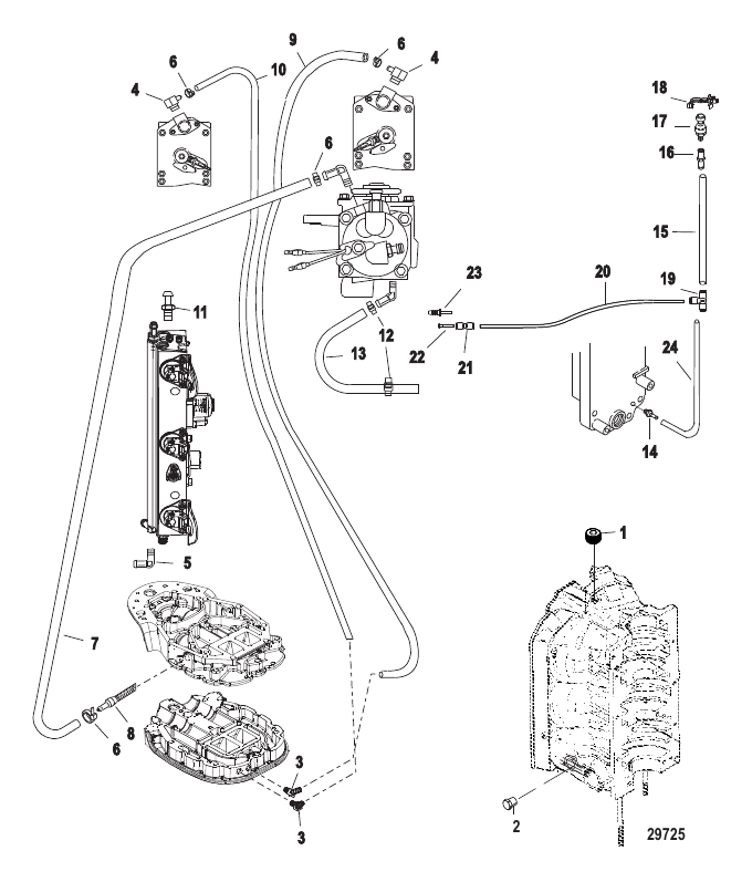Water Hoses - Serial Range Outboard 175 PROXS (2.5L) 1B516339 THRU ...