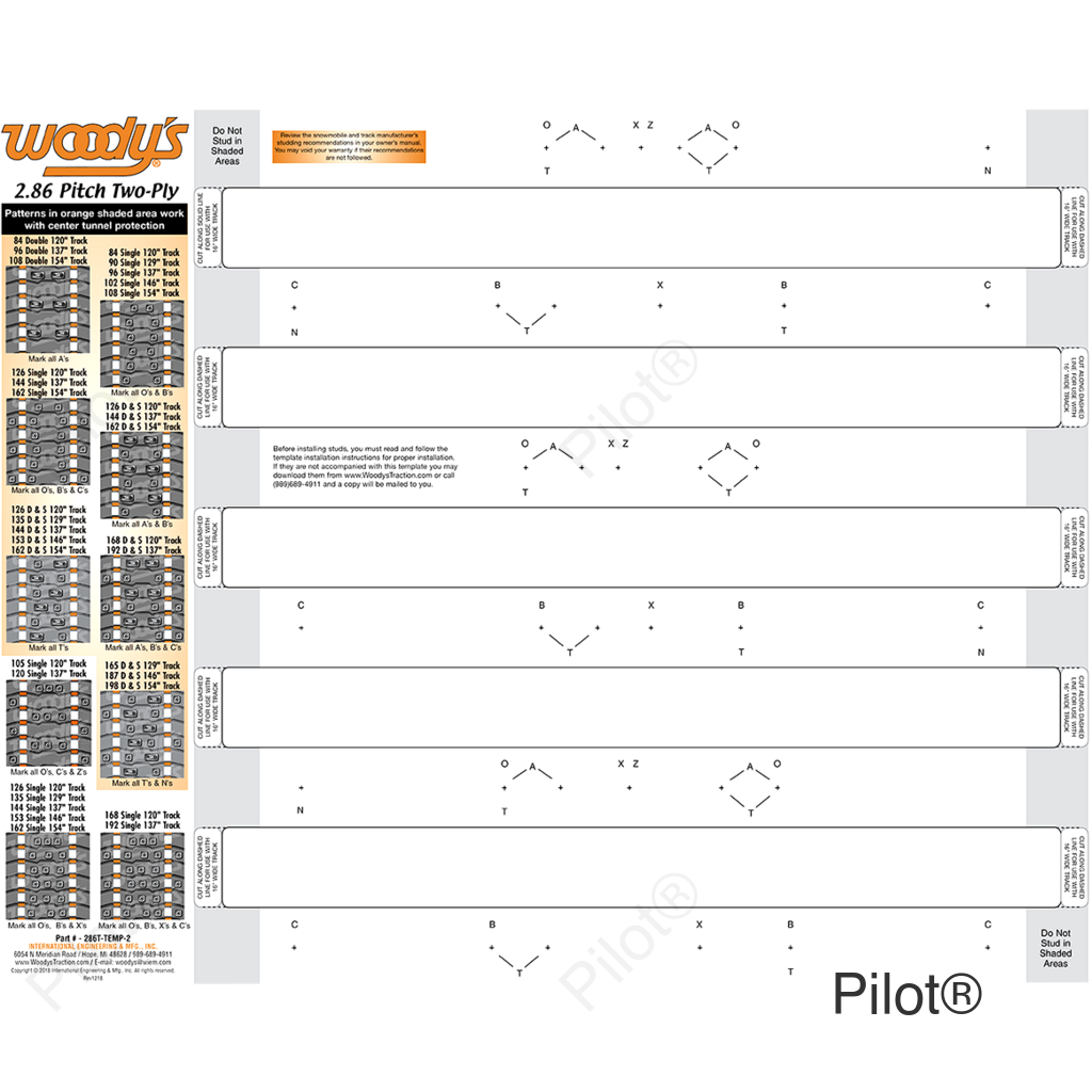 Studding Template - Track - 120"/129"/137"/146"/154" - 2.86" Pitch