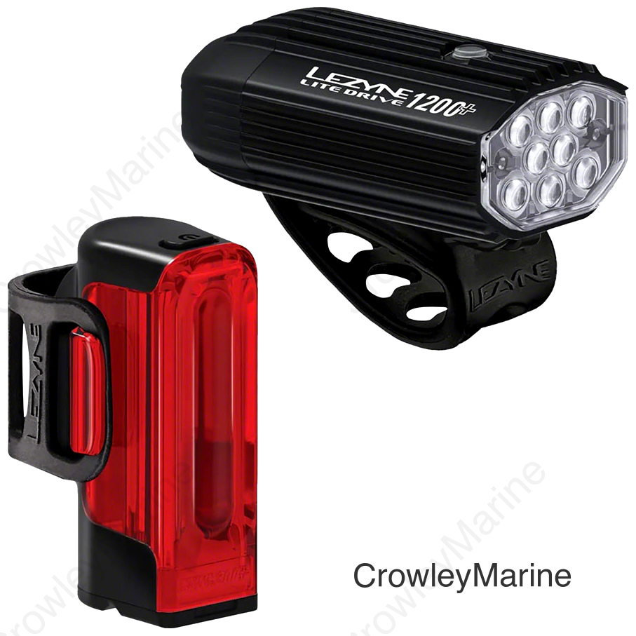Lezyne Lite Drive 1200+/Strip Drive Pro 400+ Headlight/Taillight Set - Black