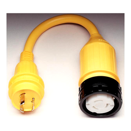Marinco Standard Pigtail Adapter Dock Side Male 30A 125V Locking to Boat Side Female 50A 125V Locking With Sealing Collar System thumbnail-0