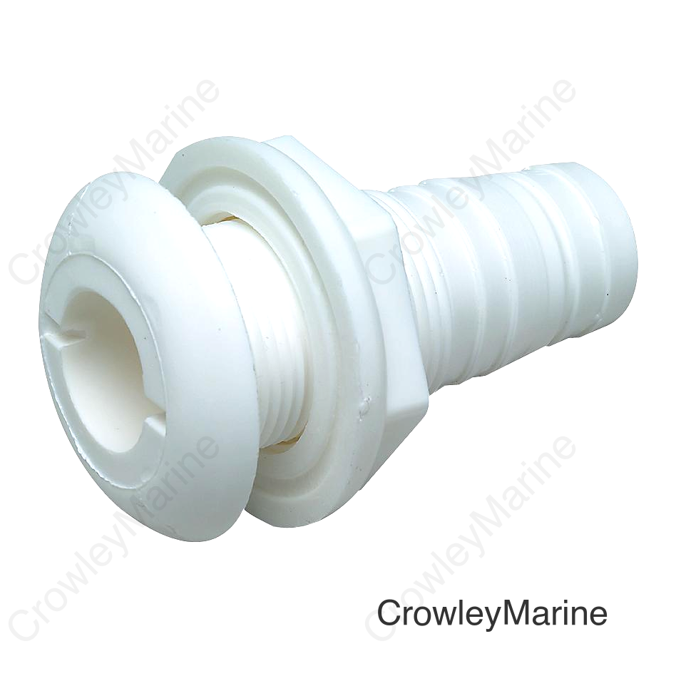 3/4" White Plastic Thru-Hull w/Broad Flange