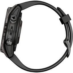 Garmin fenix 7S Pro Sapphire Solar Smartwatch - 42mm Carbon Gray DLC Titanium Case Black Band
