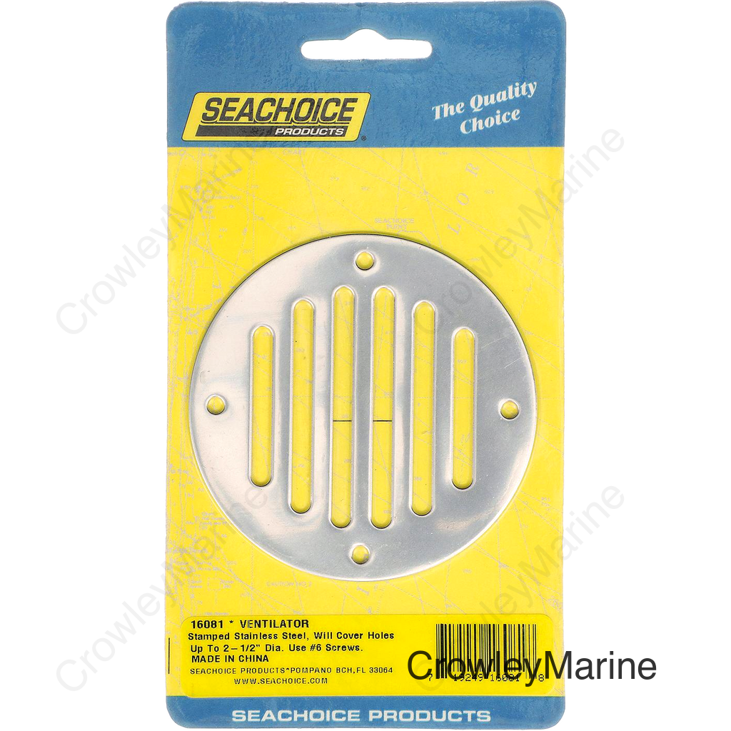 Seachoice Round Ventilator Cover, 3-1/4 In. Diameter, Will Cover Holes Up to 2-1/2 In., Stamped Stainless Steel