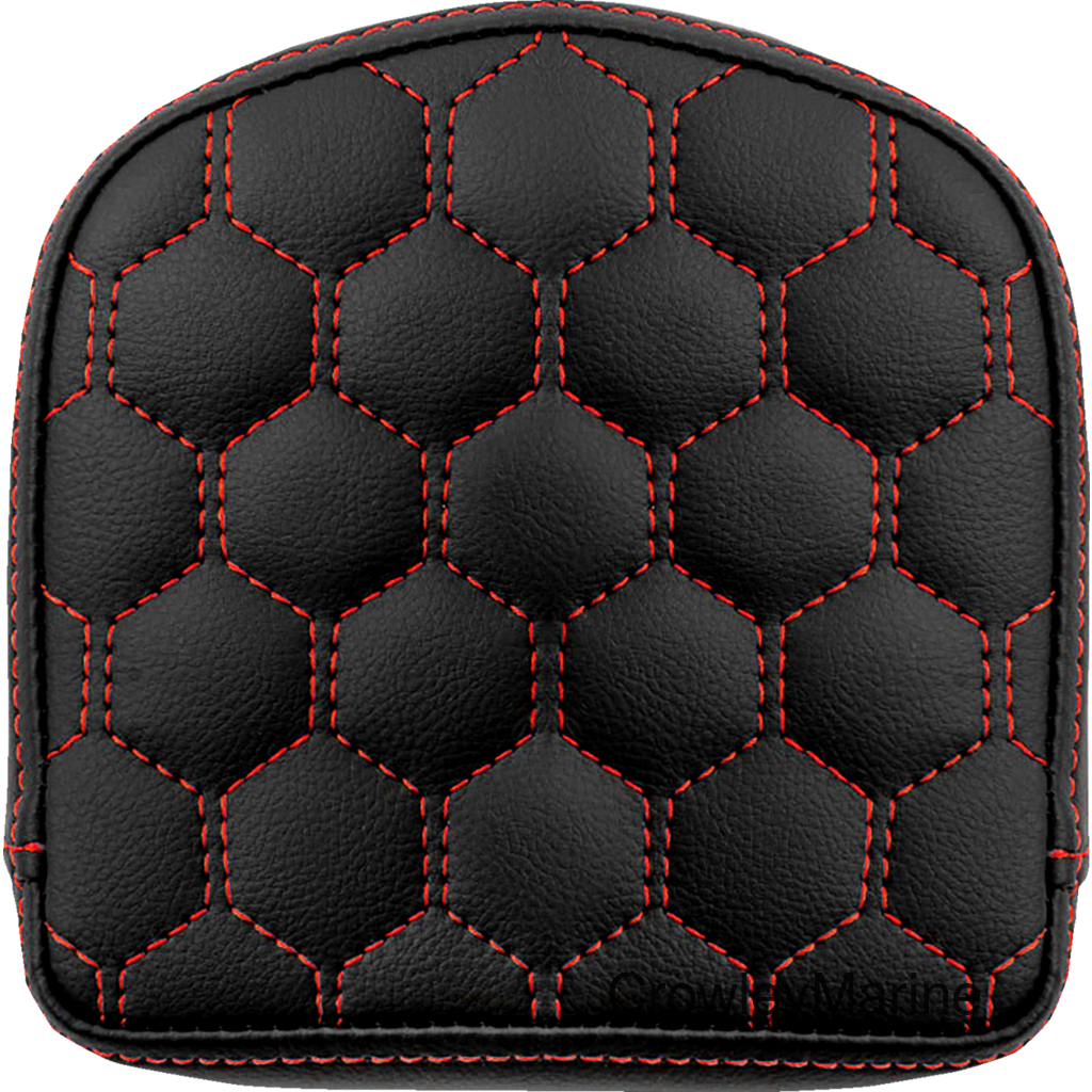 RoadSofa™ Sissy Bar Pad - Honeycomb - Red Stitching