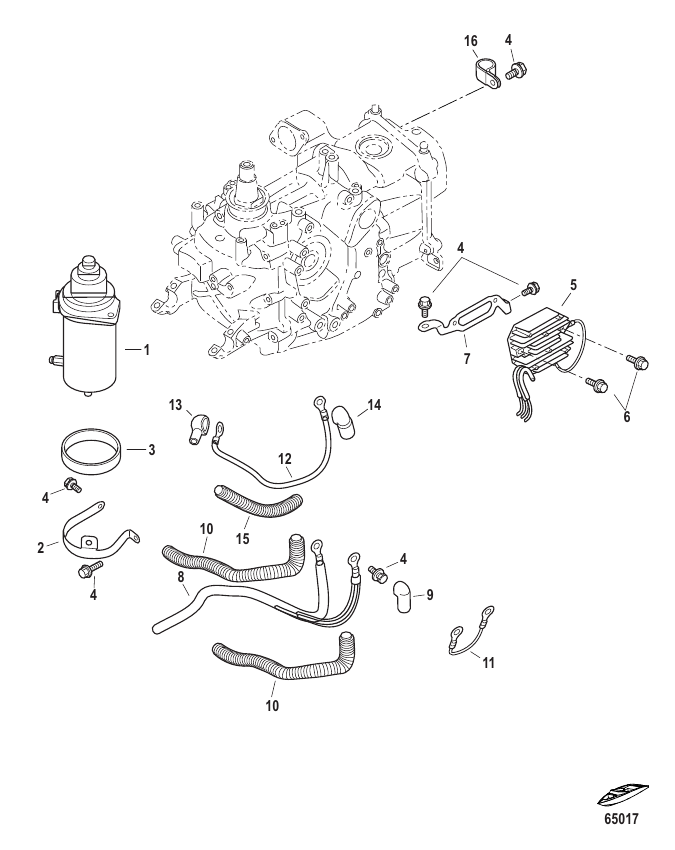Starter Motor and Rectifier - Serial Range Outboard 9.9 EFI ProKicker ...