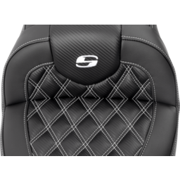 RoadSofa™ Seat - with Backrest - Carbon Fiber - Lattice Stitch - White Stitch - FLTR/FLHX '23-'24 thumbnail-2