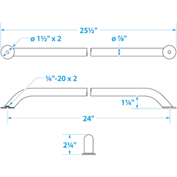 Seachoice Hand Rail, 24 in. Long, 304 Stainless Steel, Accepts 1/4-20 Bolts thumbnail-2