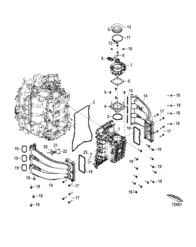 Serial Range Outboard 200R APX (4-STROKE)(3.4L)(V6) - 1E054353 & Up - Intake System