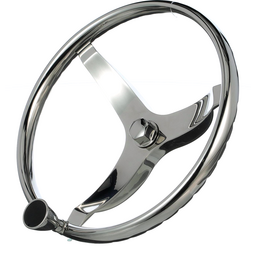 Seachoice 3 Spoke Sports Steering Wheel w/ Turning Knob, Fits 3/4-In. Tapered Shaft, 13.5-In. Diameter thumbnail-1