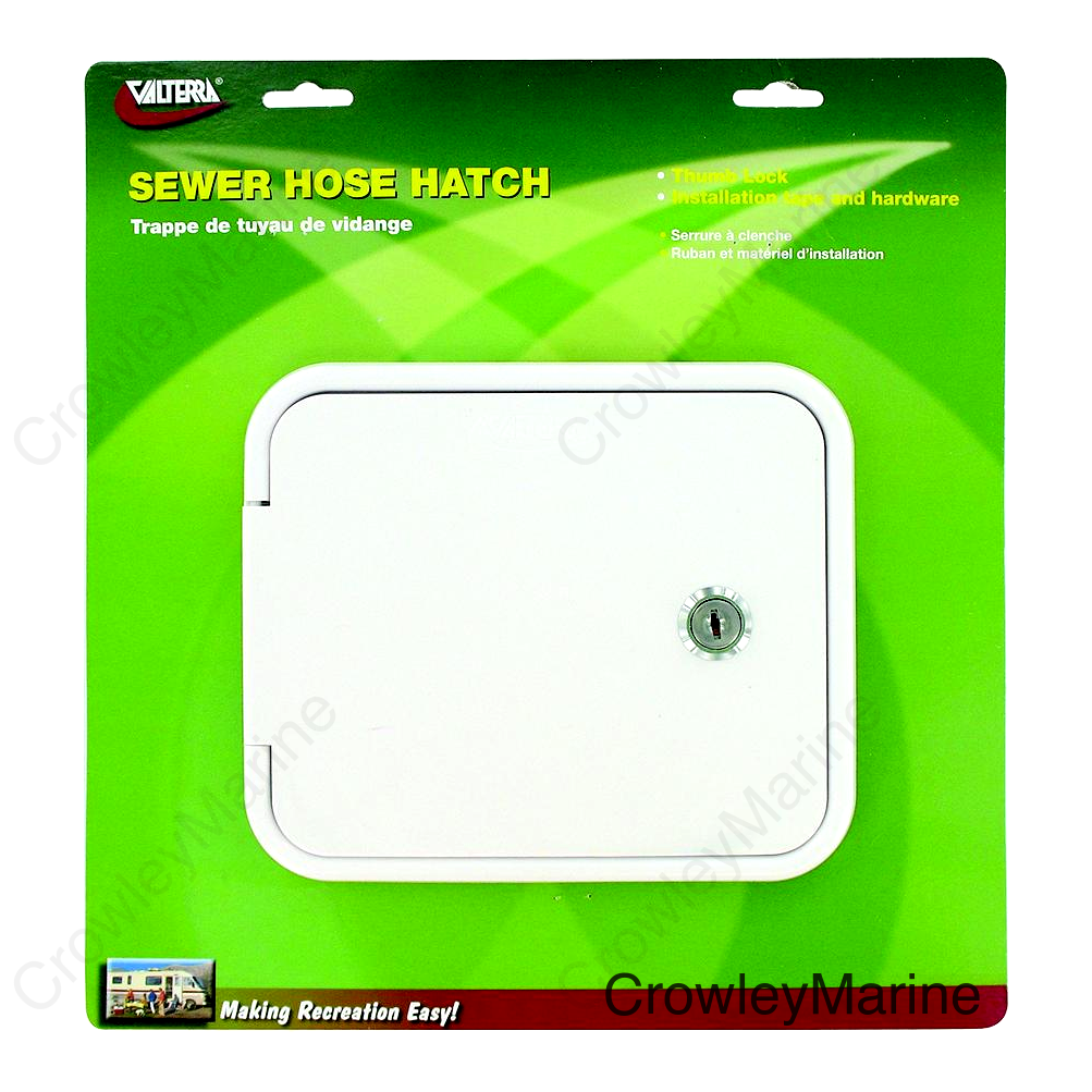 Valterra Thumb Lock RV Sewer Hose Hatch & Includes Installation Tape & Hardware