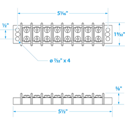 Seachoice Terminal Block, 8-Gang, Brass Clips and Contacts thumbnail-2