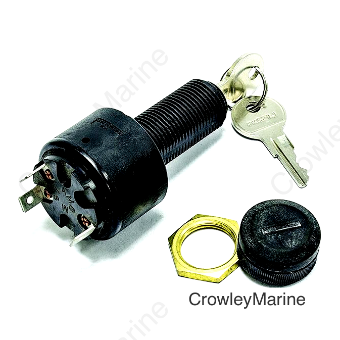 Sierra MP39770 Conventional 3 Position 1 1/8" Polyester 3 Blade Terminal 12 15 Amp Ignition Starter Switch