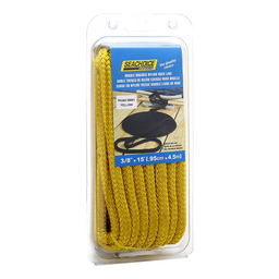 Seachoice Double-Braid Nylon Dock Line w/ Eye Splice, Pre-Shrunk, Heat Stabilized, 3/8 In. X 15 Ft., Yellow thumbnail-1