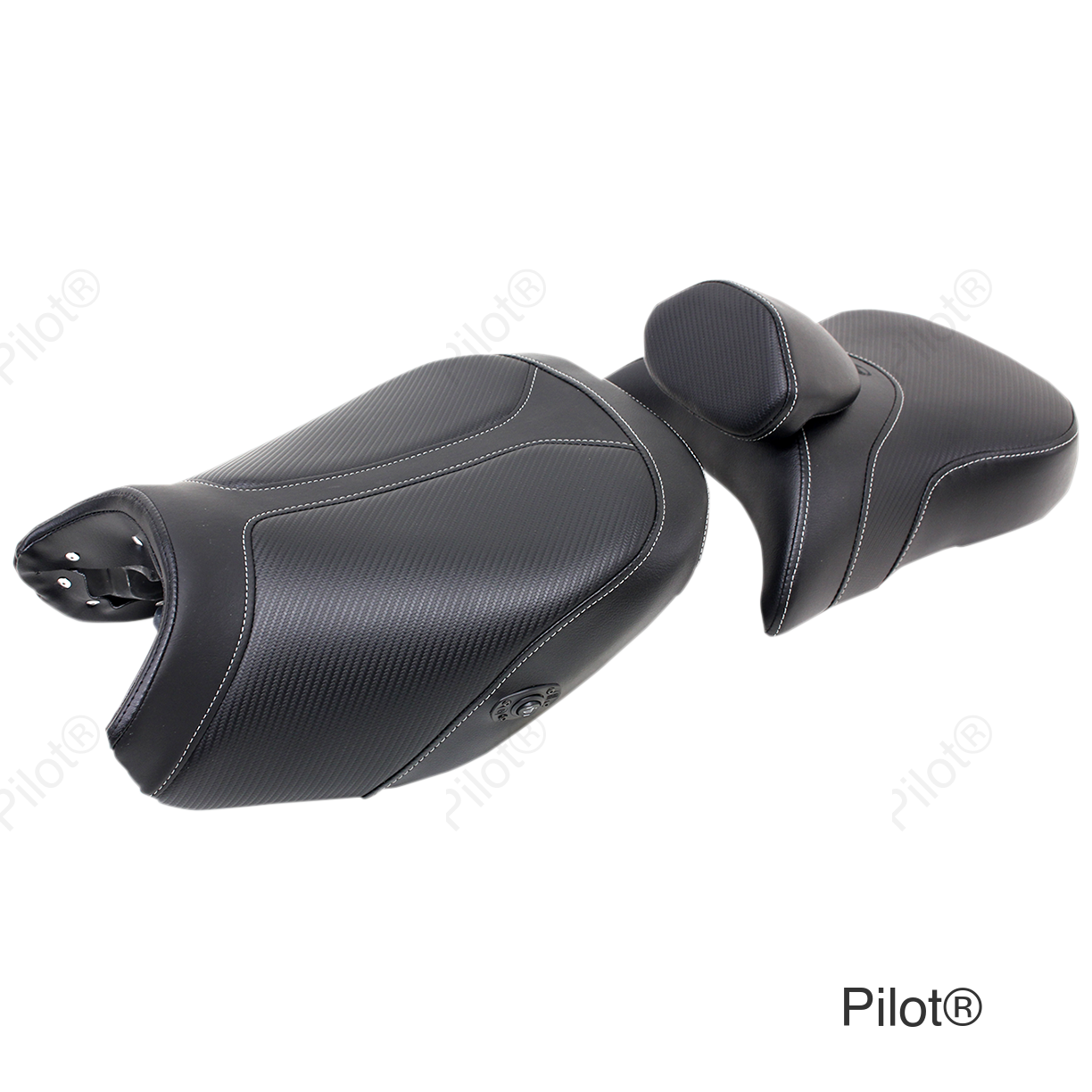 Seat - Adventure Tour - Two-Piece - Standard - With Lumbar Backrest - Stitched - Black - Heated