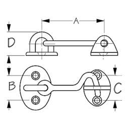 Door Hook Chrome/Brass 2" thumbnail-1