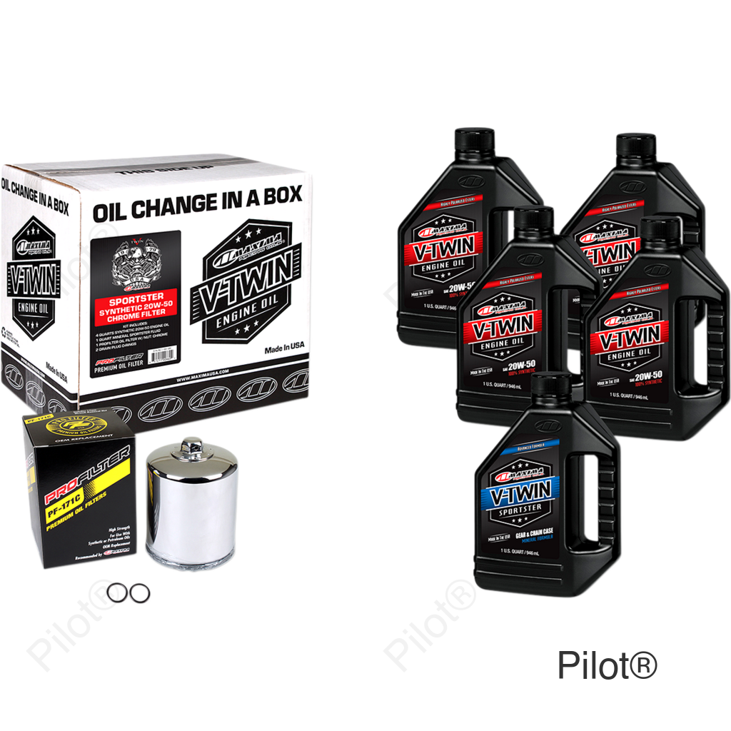 Sportster Synthetic 20W-50 Oil Change Kit - Chrome Filter