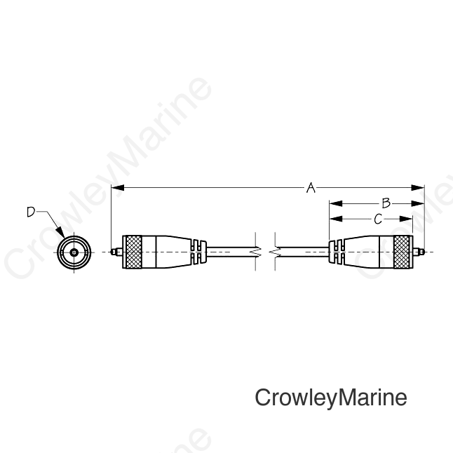 Sea-Dog 3298041 Coaxial Cable Assembly,  A:10", B: 2", C:1-3/4", D:11/16",
