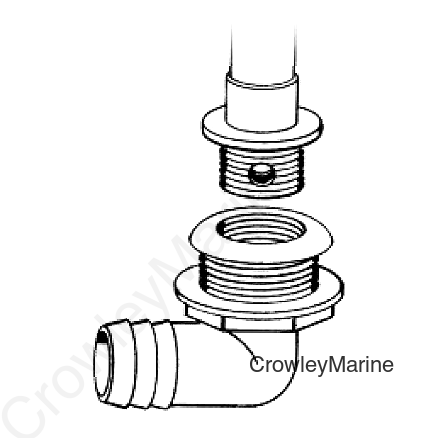 90 Degree Thru-Hull, 1-1/8" Barb, Short