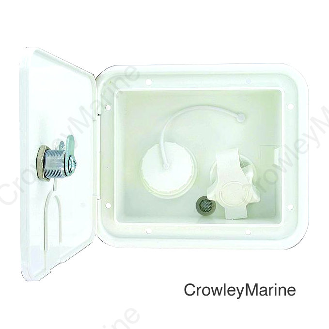 Valterra Gravity Plastic City 1/2" Air Vent RV Water Inlet & Lockable Hatch & Includes Hardware & Installation Tape, White