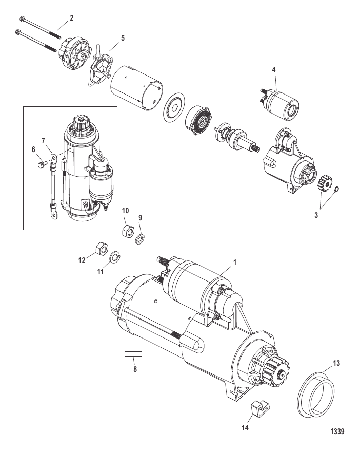 Starter Motor - Serial Range Outboard 115 DFI (3 CYL.)(1.5L) 1B736885 ...