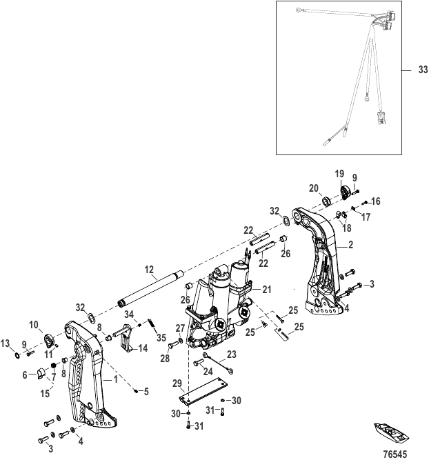 Power Trim/Transom Assembly - Serial Range Outboard 200 SeaPro (4 ...