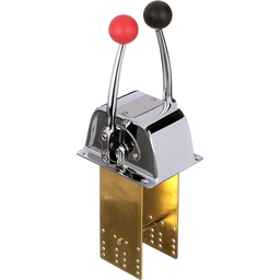 Seachoice Twin Lever Control, Chrome-Plated Brass, Red and Black Knobs, 8-5/16 In. Tall thumbnail-1