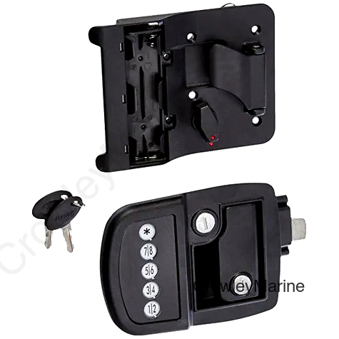 ELECTRIC TRAVEL TRAILER LOCK- BLACK- LEFT HAND - Self-contained electronic RV latch with Capacitive Touch Technology. Offers hassle free touch pad access: no key or fob to carry with you. (RV0000115)
