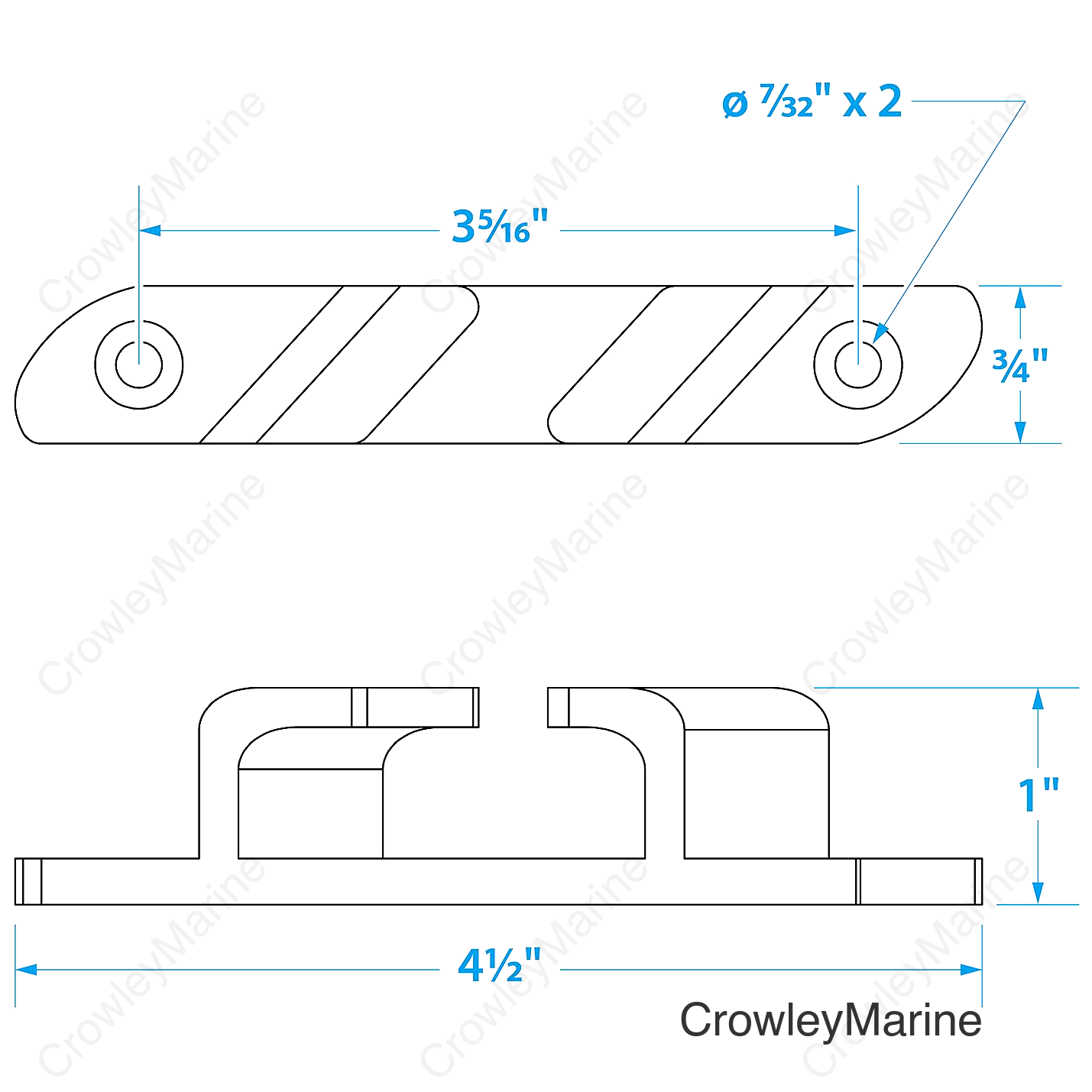 Seachoice 316 Stainless Steel Bow Chocks, 4-3/4 In. Long, Accepts Up to 5/8 In. Line, Pack of 2