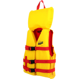 Seachoice Type II Deluxe Adjustable Boat Vest w/ Grab Handle, Bright Yellow and Red, Youth, 50-90 Lbs.