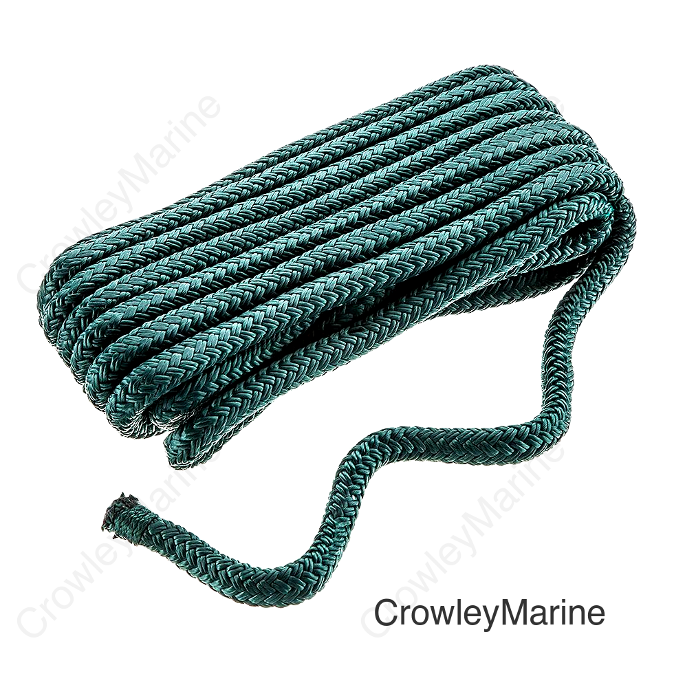 Seachoice Double-Braid Nylon Dock Line w/ Eye Splice, Pre-Shrunk, Heat Stabilized, 3/8 In. X 15 Ft., Forest Green
