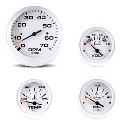 Sierra 69724P Arctic Series White Inboard 4 Set with Tachometer, Voltmeter, Oil Pressure & Water Temperature Gauges thumbnail-1