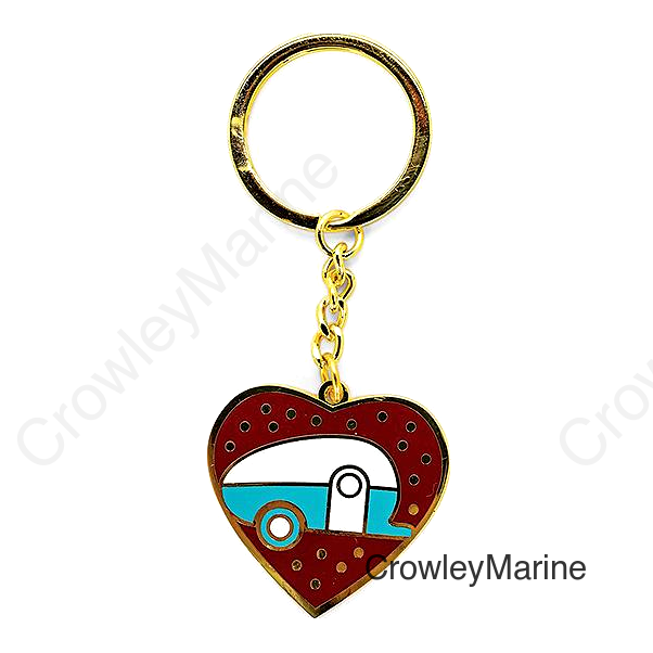 Camco 53287 Enamel Keychain, RV Themed, Teardrop Red Heart