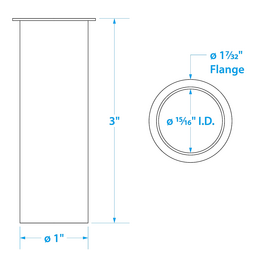Seachoice 3 in. Brass Drain Tube, 1 in. Diameter thumbnail-3