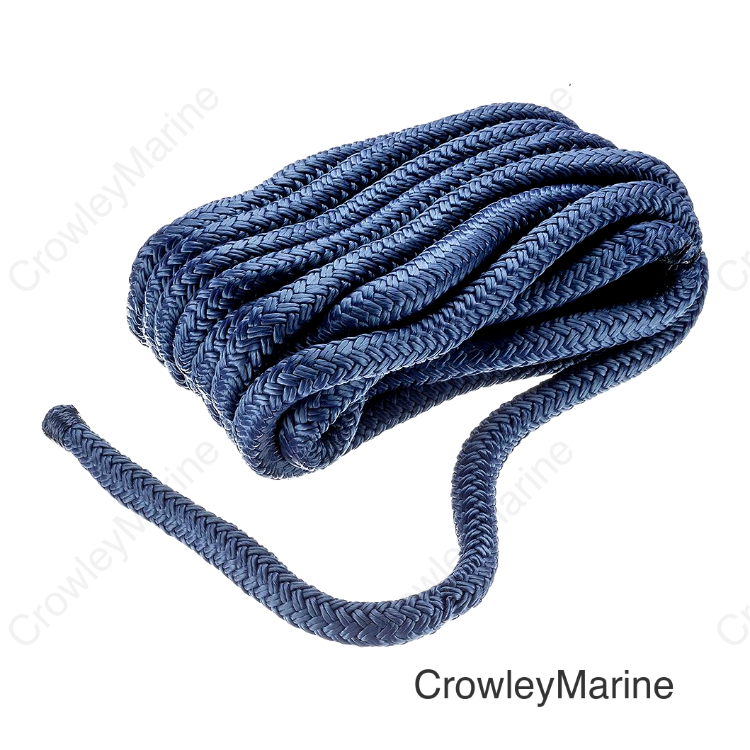 Seachoice Double-Braid Nylon Dock Line w/ Eye Splice, Pre-Shrunk, Heat Stabilized, 1/2 In. X 20 Ft., Navy Blue
