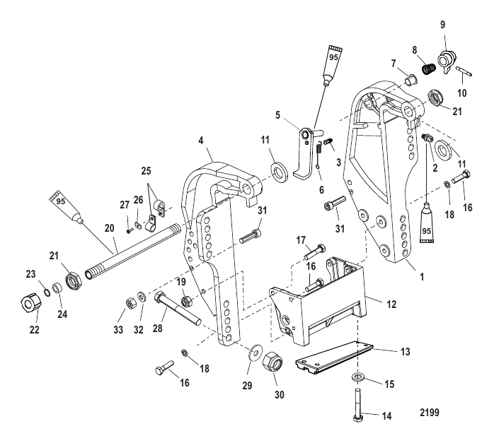Transom Bracket - Serial Range Outboard 40 EFI (4 CYL.)(4-STROKE ...