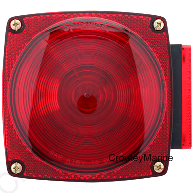 Optronics Incandescent Red Stop/Turn/Tail Light - 6 Function, Submersible, Universal, Stud Mount, Replacable Lens, Shock-Proof Socket, Passenger Side, Under 80" - 6 Functions Include Stop, Turn, Tail, Rear Clearance, Side Marker, And Side Reflex