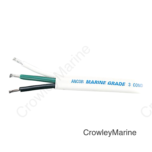 Ancor 130705 Marine Grade™ Tinned Triplex Cable, Black/Green/White Conductors, 6/3 AWG, 50', White Jacket